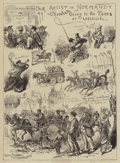 Nuestro artista en Normandía, yendo a las carreras en Abbeville de Harry Furniss